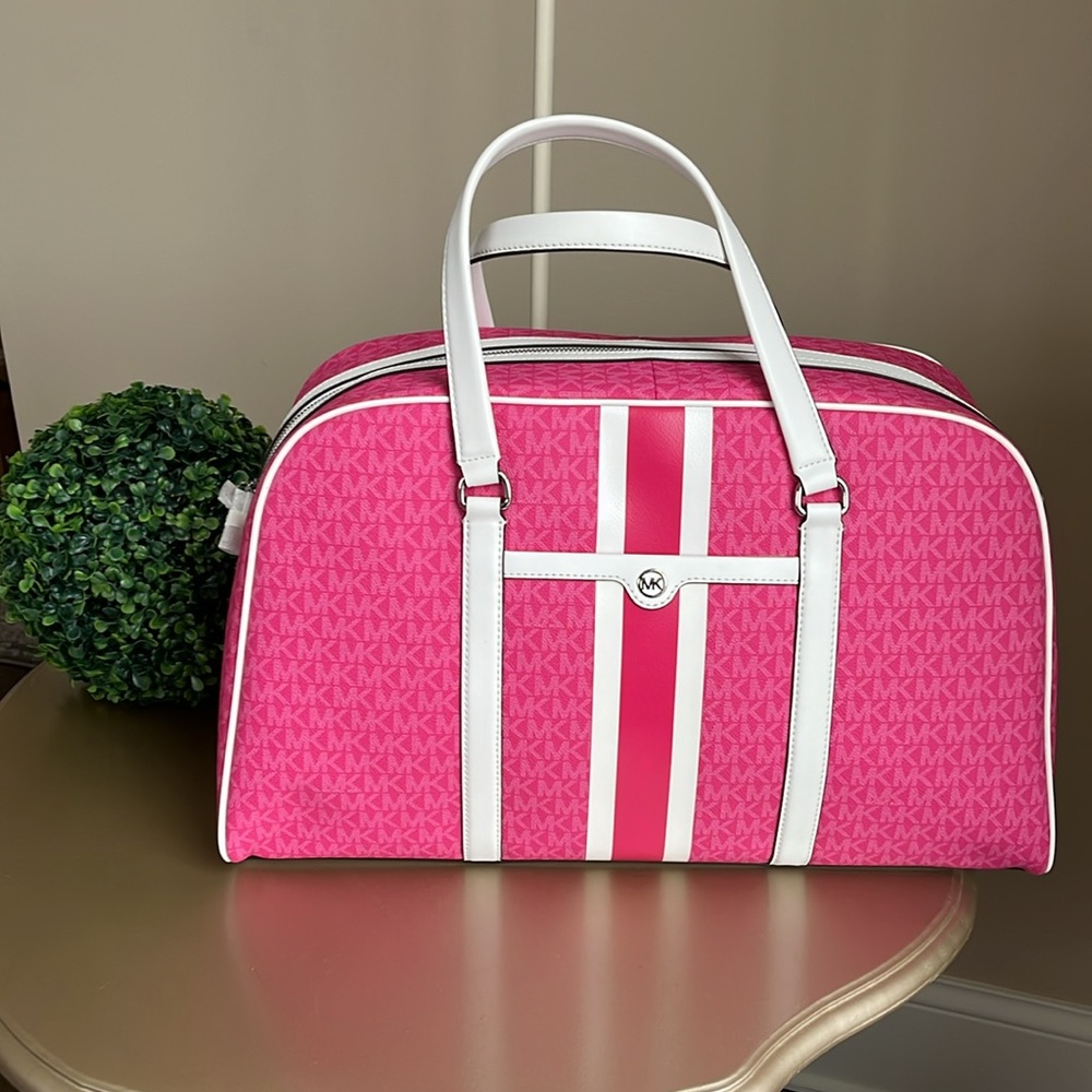 Jet Set Travel Extra-Large Striped Signature Logo Weekender Bag Michael Kors - Picture 2 of 5